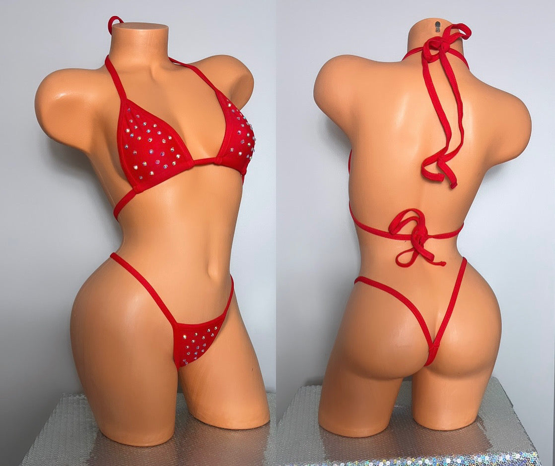 Red rhinestone bikini