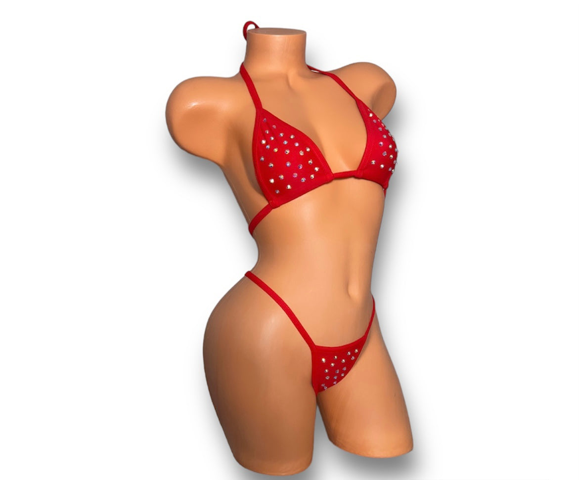 Red rhinestone bikini