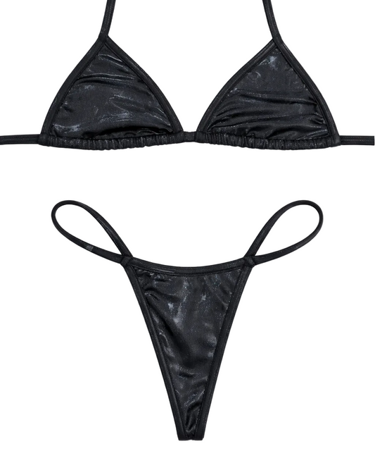 Midnight black g string bikini