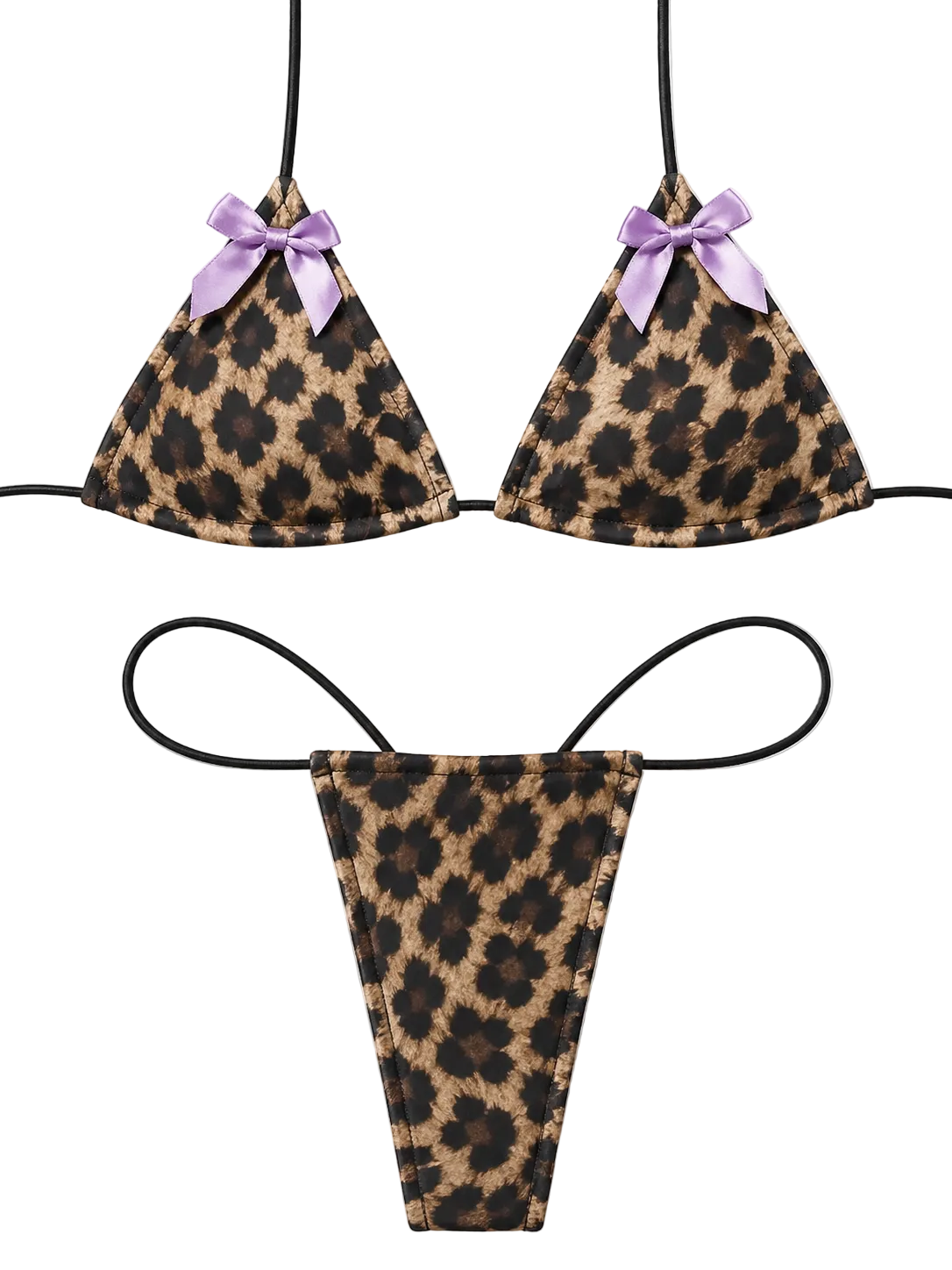Micro String Leopard (Purple Bow)