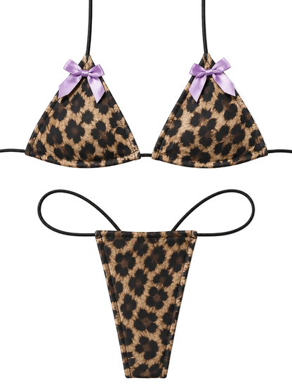 Micro String Leopard (Purple Bow)