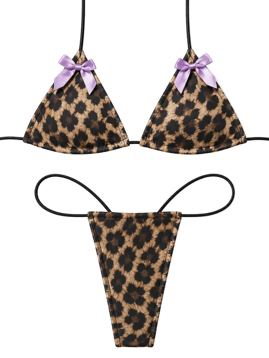 Micro String Leopard (Purple Bow)