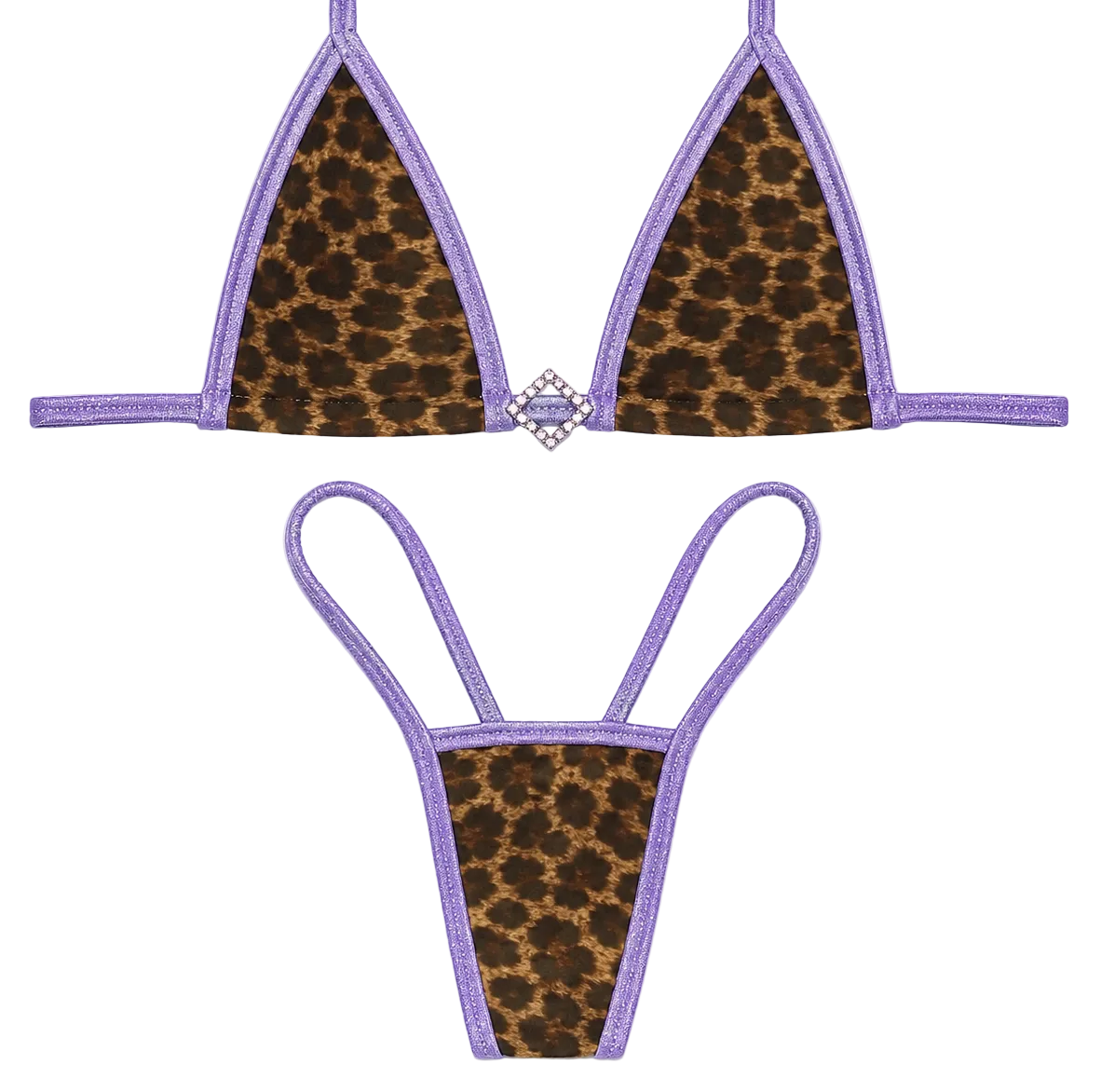 Purple leopard Diamond tiny g string