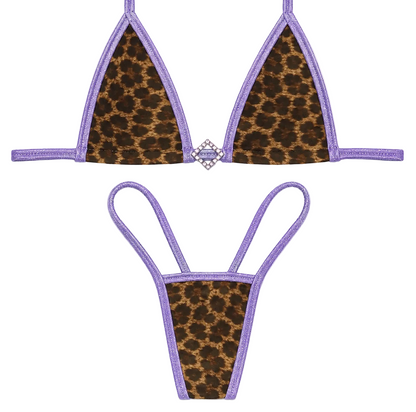 Purple leopard Diamond tiny g string
