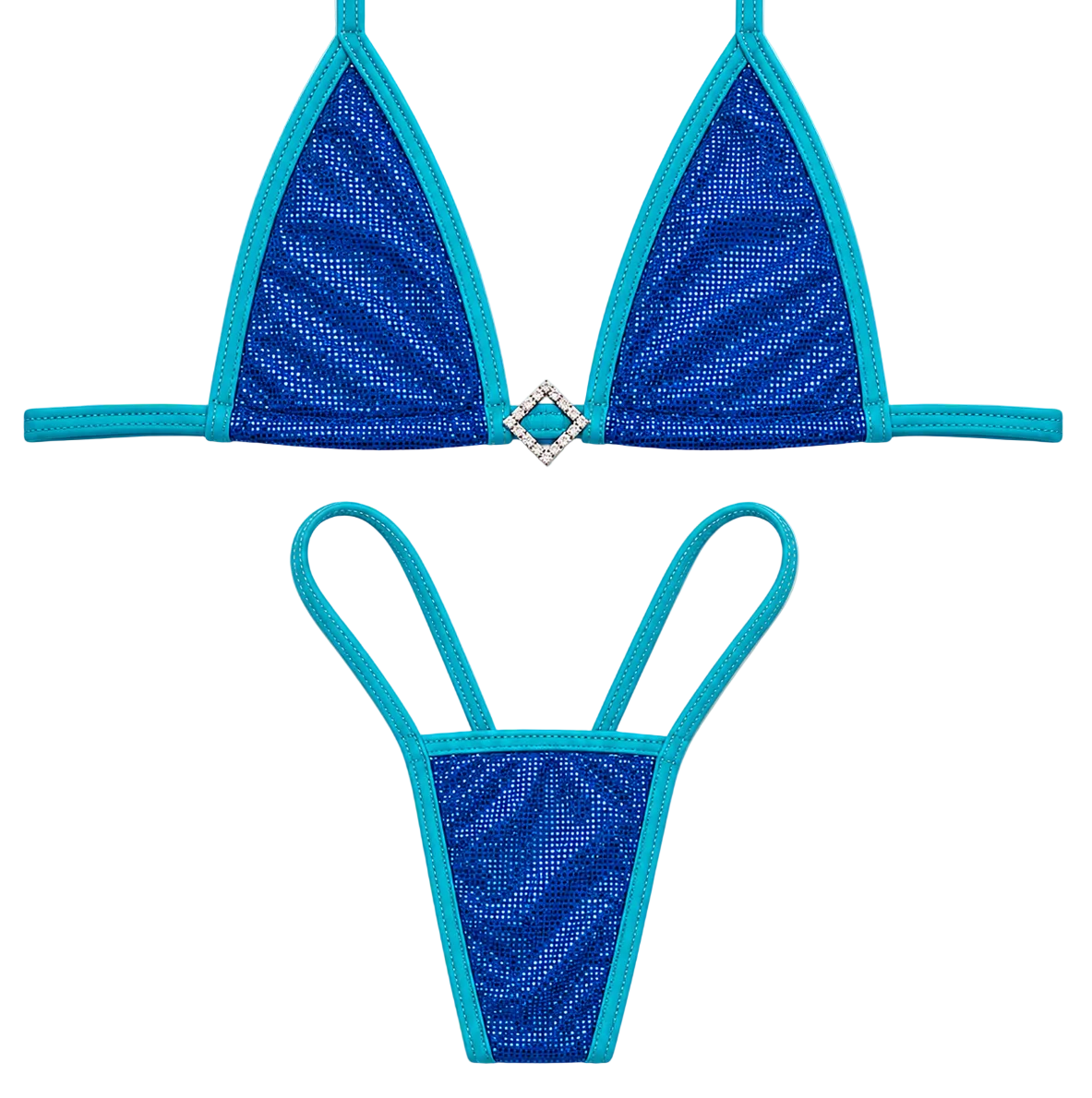 Blue shimmer Diamond tiny g string