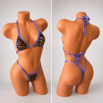 Purple leopard Diamond tiny g string