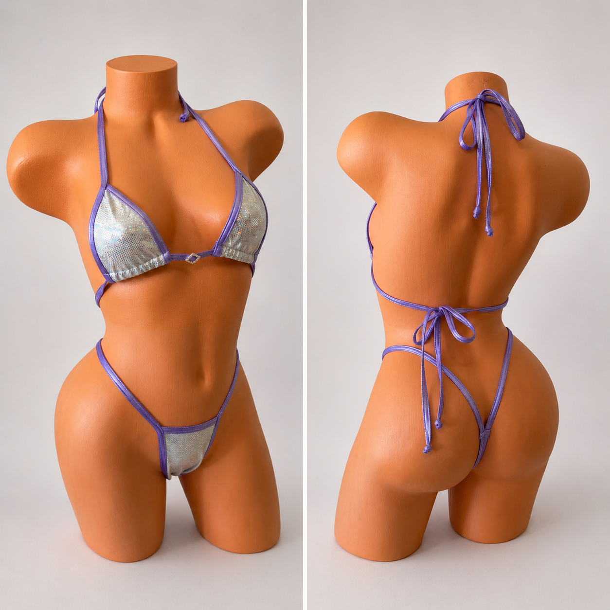 Purple/white Diamond tiny g string