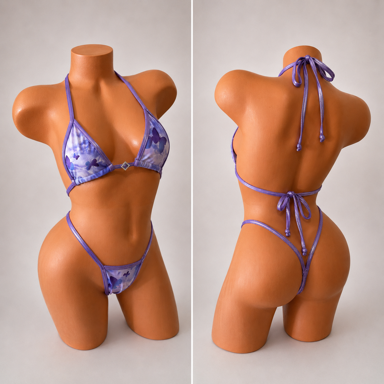 Purple butterfly Diamond tiny g string