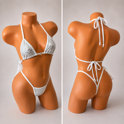 White animal Diamond tiny g string