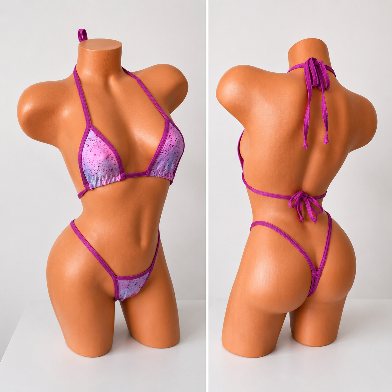 Pink splatter g string