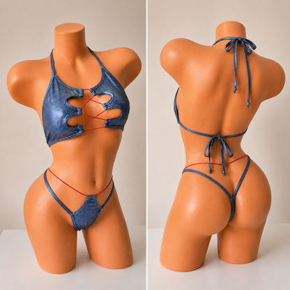Jean cut out bikini