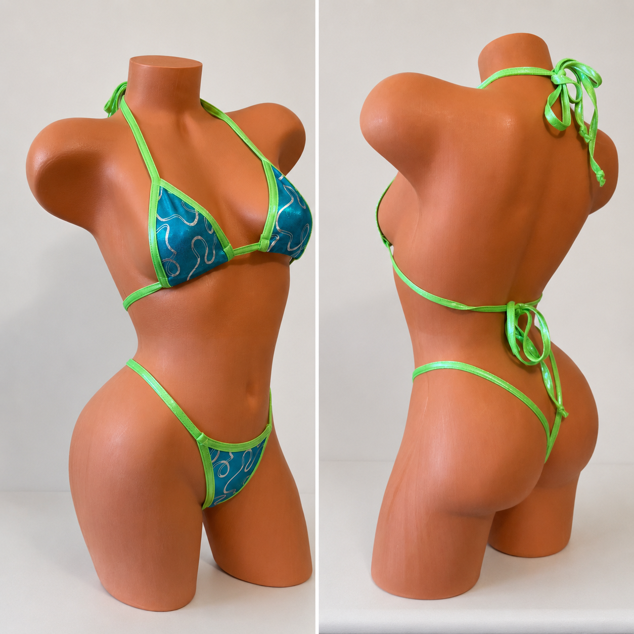 Neon Green/Aqua G string