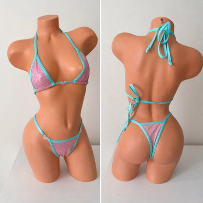 Aqua/pink Brazilian cut