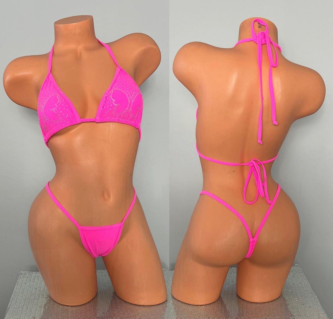 Rhinestone Butterfly: Pink G-String Bikini