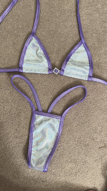 Purple/white Diamond tiny g string