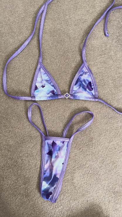 Purple butterfly Diamond tiny g string