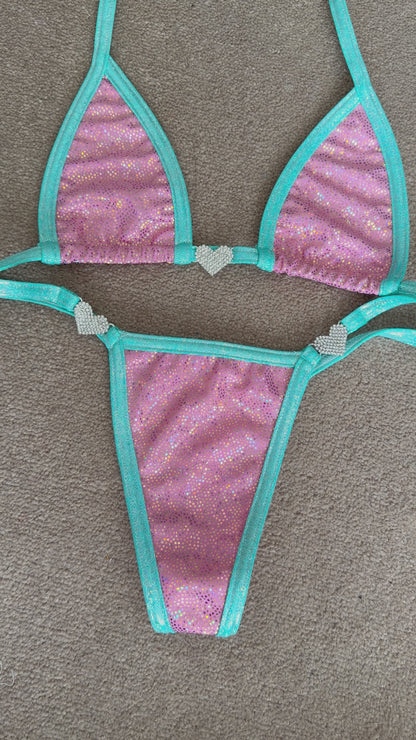 Aqua/pink Brazilian cut