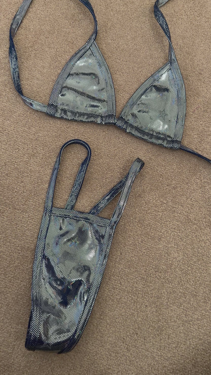 Silver Holographic G string