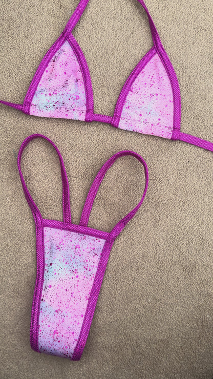 Pink splatter g string