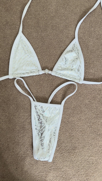 White animal Diamond tiny g string