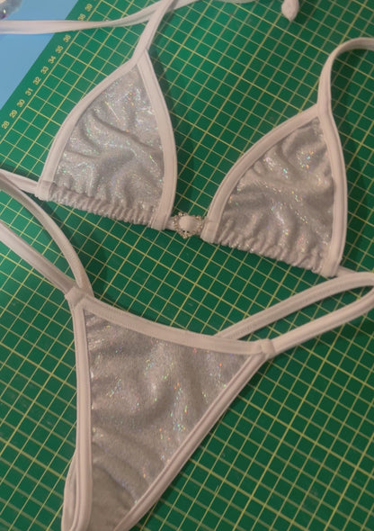 White shimmer G String